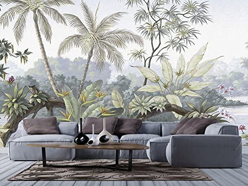 Kalodity 3D Panorama-Tapete, 500 x 280 cm, Seide, tropischer Dschungel, Wanddeko für Kinder, Schlafzimmer, Wohnzimmer, XXL-Poster