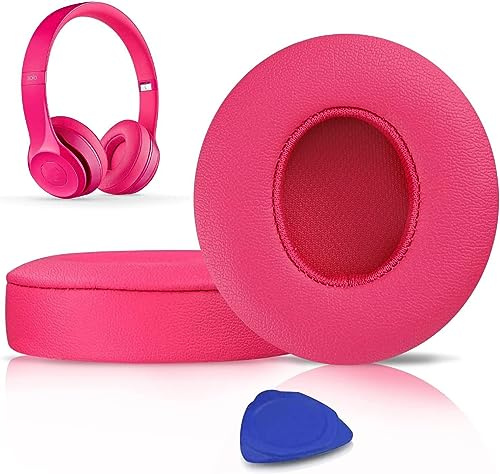 SoloWIT® Professionelle Ersatz Ohrpolster für Beats Solo 2 & Solo 3 Kabellose On-Ear Kopfhörer mit Weiches Proteinleder, Starkes Klebeband