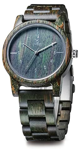 LeeEv Holzuhren Uwood Serie 40mm Unisex Natürliche Handarbeit Holz Uhr mit Geschenkbox & Band verstellbar