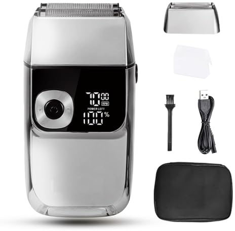 J TOHLO Rasoir Électrique Barbe Homme,Pro Rasoir pour homme haut de gamme Tondeuse Précision,Rasoir Rechargeable Et Sans Fil,Technologie Wet & Dry,Rasoir Electriques Hommes avec affichage LED