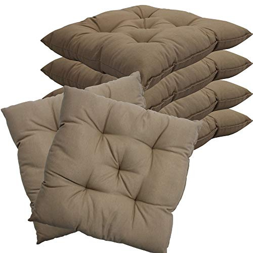 NYVI Stuhlkissen 38x38 cm ComfySeat Beige 6er Set - Sitzkissen mit 6 cm Comfort Sitzpolster - Indoor & Outdoor - Gartenstuhlkissen aus Baumwoll-Mischgewebe - ÖkoTex 100