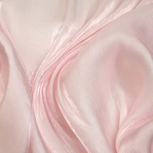 38 Colours - Soft Glazed Shimmer Sheer Woven Polyester Satin Organza Feel Fabric (1 Metre, Pale Pink 8008)