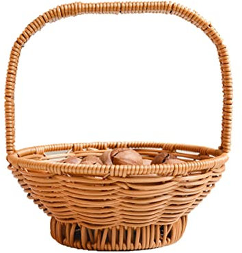 Cabilock Panier De Rangement En Rotin Synthétique Grand Format Tressé Polyester Poignée Solide Pour Fruits Et Légumes Panier Alimentaire Portable Pique-niques Jardin
