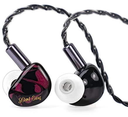 LINSOUL In-ear-monitorer Kiwi Ears Cadenza, 10 mm dynamiskt IEM-element av beryllium, 3D-tryckt, med avtagbar och utbytbar plugg, 0,78, 2 stift, 3,5 mm IEM-kabel, för musiker (röda)