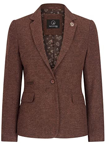Ladies Tweed Suit Blazer Trousers Waistcoat Herringbone Wool Vintage Rust Brown - Camel 12