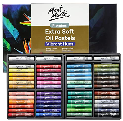 MONT MARTE Extra Soft Oil Pastels 52pc, Assorted Bright Colours, Vibrant and Buttery, Versatile Art Pastels for Blending, Layering & Shading, Ideal for Art, Craft, Colouring and Sketching