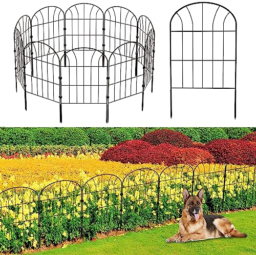 Dekorativer Gartenzaun, 10 Stück Metall Zaunelementen Gartenzäune Dekorative, Metall Zaunelemente - Zaun für den Garten, Gitterzaun Set Oberbogen Zaun Garten, 330CM(L) X 60CM(H)