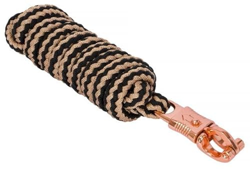 Start Langlebiger Führstrick Pferd 2m – Strapazierfähiger Pferdestrick mit Panikhaken – Anbindestrick für Pony, Esel, Ziege – Weiches & Reißfestes Anbindeseil (Schwarz/Rosegold, Panikhaken)