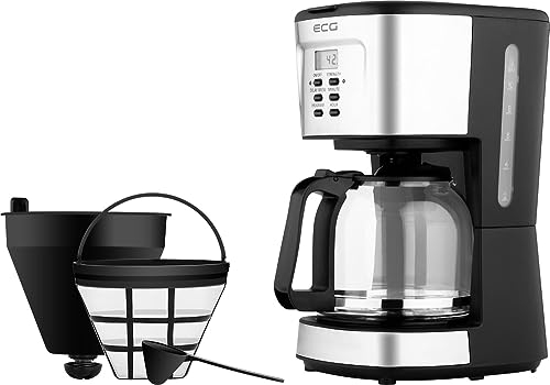 ECG KP 2125 Supreme,Drip-brew coffee machine,LCD display,Elegant glass carafe with 1.5 l, Schwarz/Edelstahl