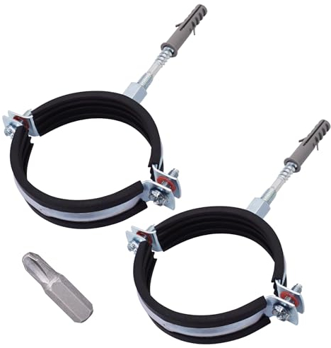 SKIR'CO (2 pezzi) Staffe per tubi con rivestimento in gomma per tubi da 75-80 mm, supporti per tubi per montaggio a parete e soffitto, morsetti per tubi