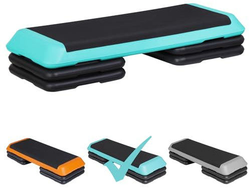 JupiterForce 43 Workout Aerobic Exercise Step Platform, Adjustable Aerobic Steppers for Exercise with 6 Removable Risers for Home Gym Strength Training