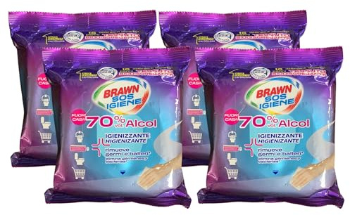 Salviette Detergenti Igienizzanti Superfici, SOS IGIENE, 70% vol.Alcol, Rimuove Germi e Batteri, Tessuto Biodisgregante (Confezione Da 16 Panni) (4 Confezioni)