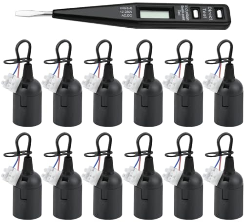 DODUOS 12 Pezzi Portalampada E27 Con Filo e Terminale, Porta Lampada E27 Porta Lampada, Portalampada Base Della Lampadina E27S Supporto Della Lampada