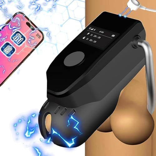 Keuschheitskäfig Herren, Neue Dritte Generation 4G Mobilfunknetz App Fernbedienung Elektrischer Schock Chastity Cage Männer, Keuschheitsgürtel Cock Cage, SM Bondage Sex Spielzeug Für Die Männer (L)