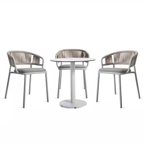 KPHYMOD Gartenmöbel Set 5-teiliges Gartenmöbel-Set Mit 3 Stühlen Und Tisch Aus Kunstmarmor, Garten-Essgruppe Für Terrasse, Strand Und Hof