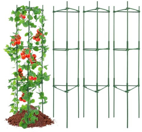 VEVOR Tuteur Plantes Grimpantes 28x28x162 cm, Treillis pour Plantes Lot de 4 Cages, Support pour Plantes de Jardin, Tours à tomates en Treillis pour Jardin surélevé, légumes, Fleurs