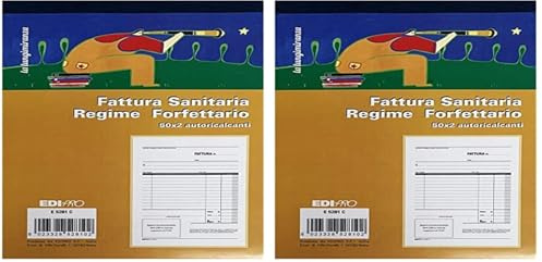Edipro - E5281C - Blocco fattura sanitaria regime forfettario 50x2 autoric. f.to 22x15 (Confezione da 2)