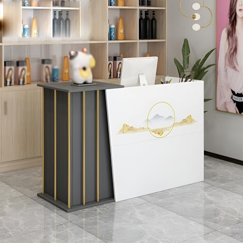 Taifuan Banco Reception Semplice Armadio Cassiere Tavolo Sala con Cassetto per Supermercato Dimensioni 120 x 90 x 40 cm Colore Stile Stampa Grigio Ferro