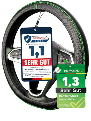 [ 2X Test SEHR GUT ] Pro2Protect Lenkradbezug Leder | Auto Zubehör Innenraum | Lenkradhüllen Grand Tour | Lenkradschoner PKW | Lenkrad Bezug Lenkradschutz | Autozubehör Geschenke für Frauen und Männer