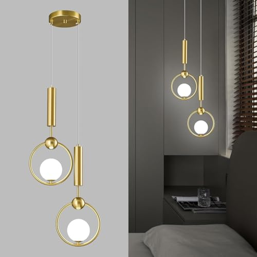 Stesulfr Moderne kugelförmige Pendelleuchte aus Glas Nachttisch schlichter goldener Kronleuchter Hängelampe aus der Mitte des Jahrhunderts mit einstellbarer Kücheninsel Esszimmer Schlafzimmer Eingangs