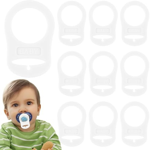 10 Pcs Schnuller Adapter, Silikon-Knopf-Ring, Silikon Knopf Ring Schnuller Adapter, Schnullerkette Silikonring für Silikon Baby Dummy Schnuller Clip