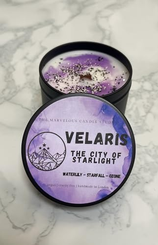 Velaris Candle Officially Licensed by Sarah J Maas | A Court of Thorns And Roses Merch | Vegan Wood Wick Handmade Candle | ACOTAR Bookish Candle | City Of Starlight Book Lover Gifts (4oz Candle)
