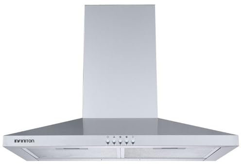 INFINITON Camapana Extractora Piramidal CMPP-A65PI, 400 m3/h, 60 cm de Ancho, Contro Mecanico, 3 Niveles de Potencia, B, Luz Led Incorporada, Filtro de Aluminio Incluido, Inox