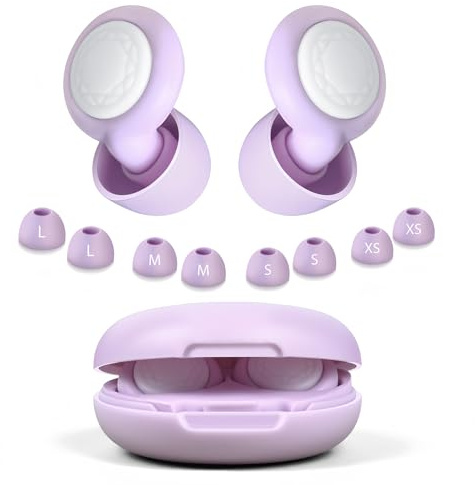 Whemyreat Tapones para los oídos de 35 dB para dormir, reutilizables, de silicona, con 4 pares de tapones suaves para dormir, cancelación de ruido y protección auditiva, bolsa de transporte