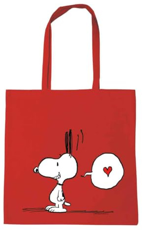 Logoshirt® Peanuts I Snoopy In Love I Tryckt Tote Bag I Shoppingväska I Återanvändbar I Med Långa Handtag I Licensierad Design, Klassisk röd, 42 cm x 38 cm x 0.04 cm