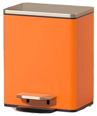 Poubelle De Cuisine En Acier Inoxydable Avec Couvercle Doux Et Lent, Poubelle À Pédale De 9 Litres, Pédale Durable, Seau Intérieur En Plastique Amovible for Bureau, Cuisine, Extérieur(Orange,15L 39.5*