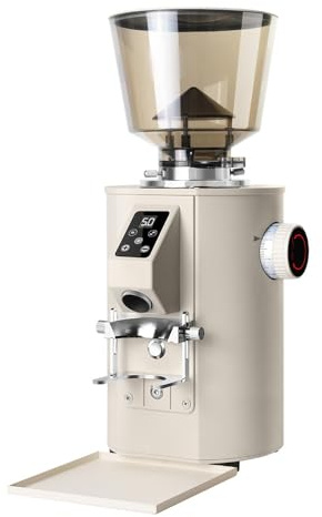 Commercial Moulin A Cafe Electrique, Moulin À Café Professionnel, Moulin A Cafe Automatique Quantitatif, Moulin À Café Grains À Meules avec Affichage LED Et Minuterie(White)