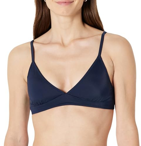 Amazon Essentials Top Bikini Classico con Sostegno Leggero Donna, Blu Marino, 46