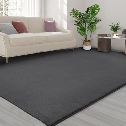 Guchuang Bedding Rugs Living Room 80x150cm, Soft Fluffy Carpet Washable Rugs for Bedroom Dark Grey Large Rug Anti-Slip Area Rug for Kitchen Enterance Kids Room