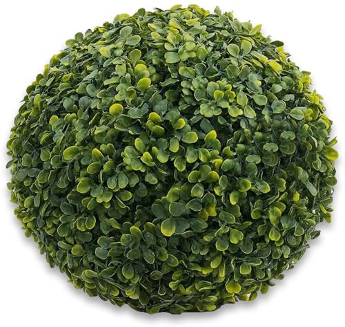 Sfera di Bosso Artificiale in 3 Misure | Palla Erba Decorativa in PE Resistente UV Sempreverde Senza Manutenzione | Pianta Sintetica Buxus per Interno ed Esterno, Vaso, Arredo Giardino - 38 Ø cm