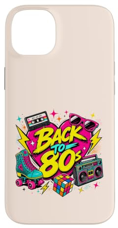 Back to 80s Nostalgia Roller Skate Boombox Cassette Tape Années 80 Coque pour iPhone 14 Plus