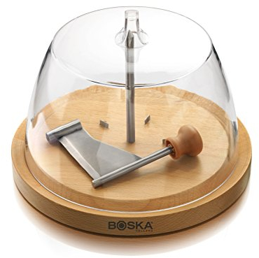 BOSKA Käseschaber Amigo mit Glocke/einfach zu verwenden/hält Käse langer frisch/Holz/Kunststoff/Braun
