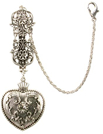 Alpenflüstern Damen Dirndl-Schürzenstecker Herz altsilber-farben DCH02800095