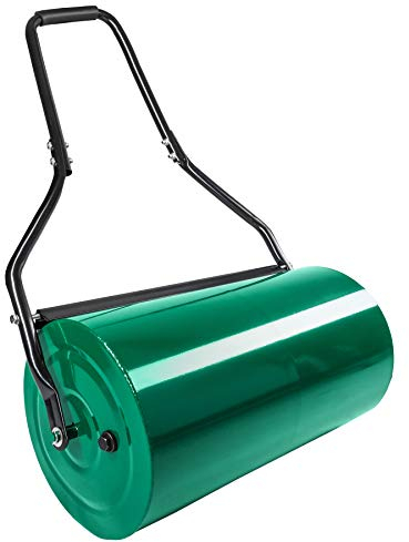 tectake® Rasenwalze befüllbar, Füllvolumen: ca. 50 L, Rasenrolle zur Boden Verdichtung und Rasenpflege, Bodenwalze, Lawn Roller, Gartenwalze zur Einarbeitung von Rasensamen, Grassamen oder Rasenkalk