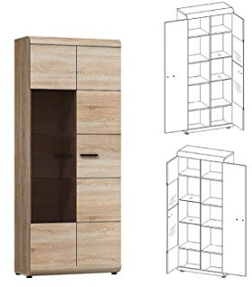 Vitrine LINK, Standvitrine, Wohnzimmerschrank, Vitrinenschrank mit 2 Türen (Ohne Beleuchtung)