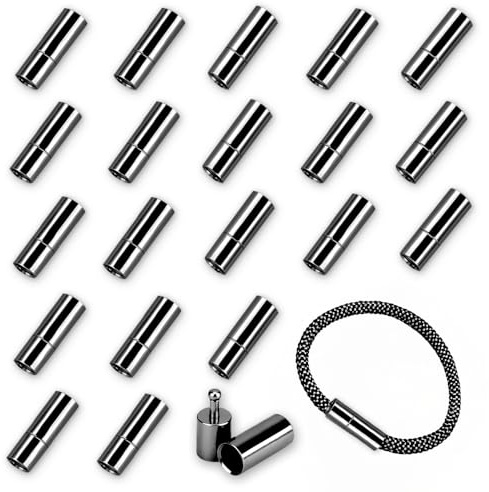 20 Stück Seil Armband Verschluss, Schwarz 3MM Verschlüsse für Armbänder