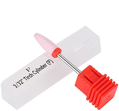 Ceramic Nail Drill Bit Display Stand – Rotating Transparent Acrylic Holder for Manicure Tools, 5-Piece Fine Grinding Heads with Cutter Base