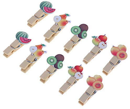 Amosfun 10 Pezzi Clip Fotografica Mini Clip Favore della Festa di Natale Clip per Foto in Legno di Frutta Portafoto Mollette Colorate Vicino Albero da Frutta Capi di Abbigliamento di Legno