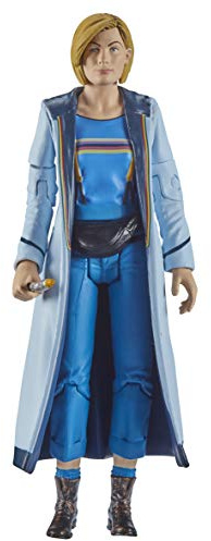 Doctor Who Figurine du 13ème Docteur (dessus bleu) avec tournevis sonique et accessoires de sac – Jodie Whittaker Doctor Who – Personnages Options – 14 cm
