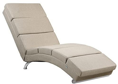 Casaria® Relaxliege XXL London 186x89x55cm Ergonomisch Stoff Gepolstert 180kg Belastbarkeit Wohnzimmer Büro Indoor Chaiselongue Relaxsessel Liege Beige