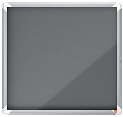 Nobo Felt Lockable Notice Board 6 x A4, Premium Plus, Grey, 1915328