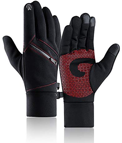 JTIAN Guanti da Corsa Unisex Touch Screen Guanti Sportivi Antiscivolo Guanti Invernali per Corsa Guida Escursionismo Ciclismo (Red,XL)