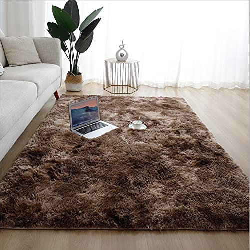 HYZSM Hochflor Teppich Wohnzimmer Braun 180x200cm,Flauschiger Teppich Antirutsch für Outdoor/Wohnzimmer/Schlafzimmer/Kinderzimmer/Flur/Dekoration Wohnung