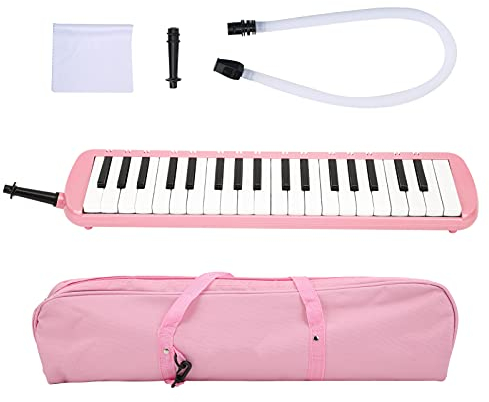 Melodica 37 Tasten Tastatur Melodica Blasmusikinstrument für Anfänger Professionelles Training (Rosa)