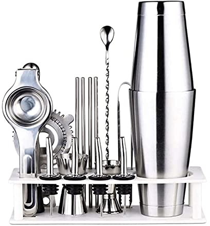 XIXIDIAN Sistema de coctelera,Kit de Barman de Acero Inoxidable de 16 Piezas con Soporte,Herramientas de Barra Profesional for Mezcla de Bebidas,hogar,Bar,Fiesta