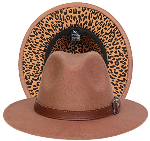 JK Home Fedora Filzhut mit Schnalle für Hochzeit, Zeremonie, Geburtstag, Weihnachten, Valentinstag, braun, One size